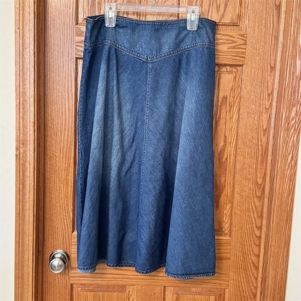 Lauren Ralph Lauren Skirt Womens Size 16 Blue Denim A-Line Midi Casual
